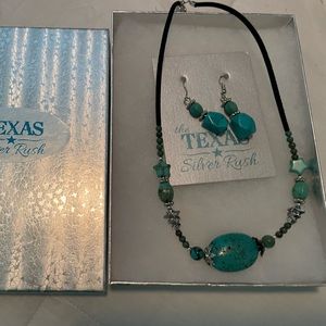 NWT Texas Silver Rush Turquoise & Silver beaded earring & necklace set